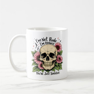 Nicht unbedruckte Tasse   Funny Skull & Floral Cof