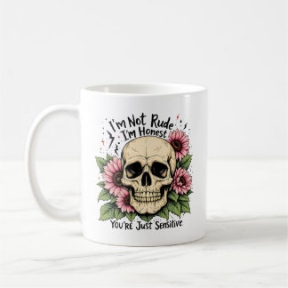 Nicht unbedruckte Tasse | Funny Skull & Floral Cof