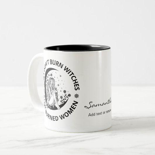 Nicht verbrannte Hexen verbrannte Frauenrechte pro Zweifarbige Tasse (Vorderseite Links)