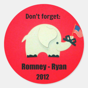 Nicht vergessen: Romney - Ryan 2012 Runder Aufkleber