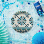 Nicht-Verschönertes Indigo-Fries II Pappteller (Party)