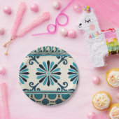 Nicht-Verschönertes Indigo-Fries II Pappteller (Party)