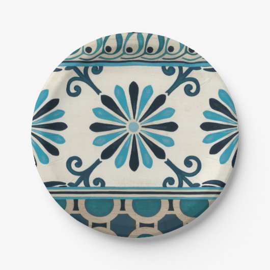 Nicht-Verschönertes Indigo-Fries II Pappteller (Vorderseite)