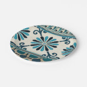 Nicht-Verschönertes Indigo-Fries II Pappteller (Schrägansicht)