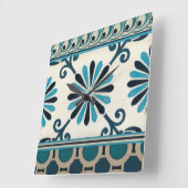 Nicht-Verschönertes Indigo-Fries II Quadratische Wanduhr (Winkel)