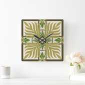 Nicht-Verschönertes Palmen-Motiv II Quadratische Wanduhr (Zuhause)