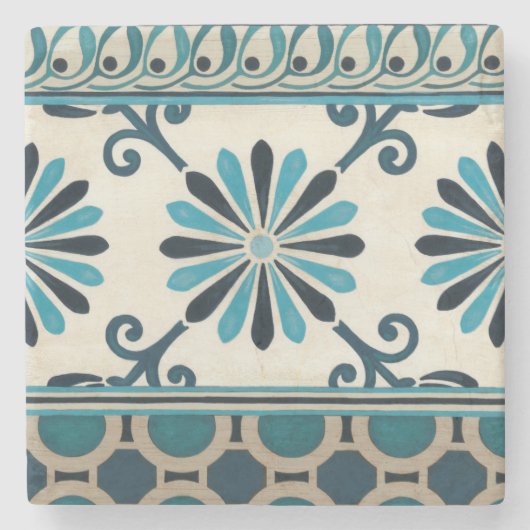 Nicht verzierte Indigofries II Steinuntersetzer (Vorderseite)