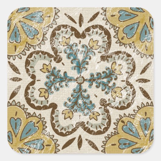 Nicht verzierter Batik-Platz II Quadratischer Aufkleber (Vorderseite)