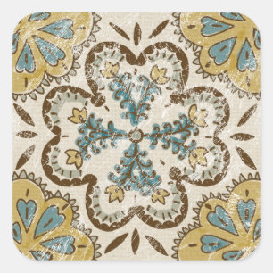 Nicht verzierter Batik-Platz II Quadratischer Aufkleber