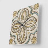 Nicht verzierter Batik-Platz III Quadratische Wanduhr (Winkel)