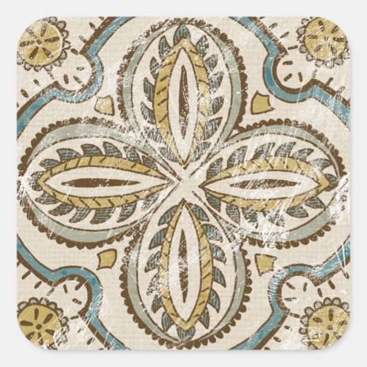 Nicht verzierter Batik-Platz III Quadratischer Aufkleber (Vorderseite)