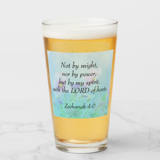 Nicht von Might - Zechariah 4:6 Glas (Vorne (Gefüllt))