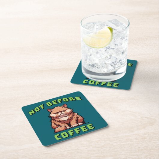 Nicht vor dem Kaffee Rechteckiger Pappuntersetzer (Vor Ort)