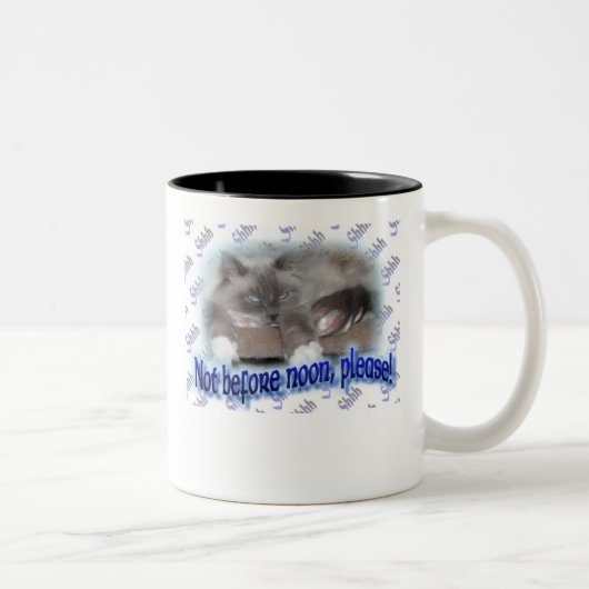 Nicht vor Mittag! Zweifarbige Tasse (Rechts)