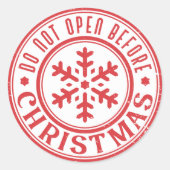 Nicht vor Weihnachtsgeschenk öffnen Runder Aufkleber (Vorderseite)