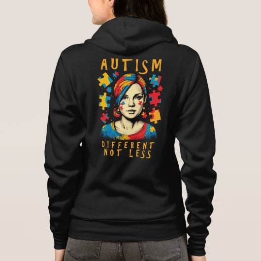 Nicht weniger Autismus Bewusstsein Positives Zitat Hoodie (Rückseite)