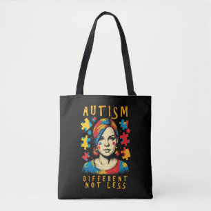 Nicht weniger Autismus Bewusstsein Positives Zitat Tasche