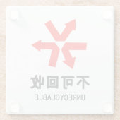 Nicht wiederverwertbar ~ Hanzi-Zeichen in chinesis Glasuntersetzer (Rückseite)