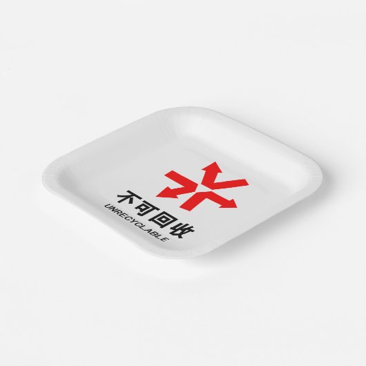 Nicht wiederverwertbar ~ Hanzi-Zeichen in chinesis Pappteller (Gewinkelt)