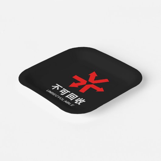 Nicht wiederverwertbar ~ Hanzi-Zeichen in chinesis Pappteller (Gewinkelt)