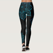 Nicht zentrierte Aquamarine Imitate Glitzer Mandal Leggings (Rückseite)