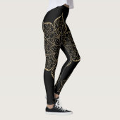 Nicht zentrierte Gold Imitats Glitzer Mandalas auf Leggings (Rechts)