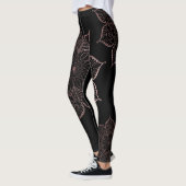 Nicht zentrierte Rose Gold Imitat Glitzer Mandalas Leggings (Links)