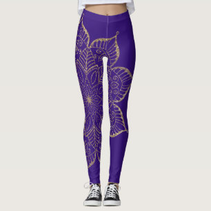 Nicht zentrierter Gold Imitats Glitzer Mandala auf Leggings