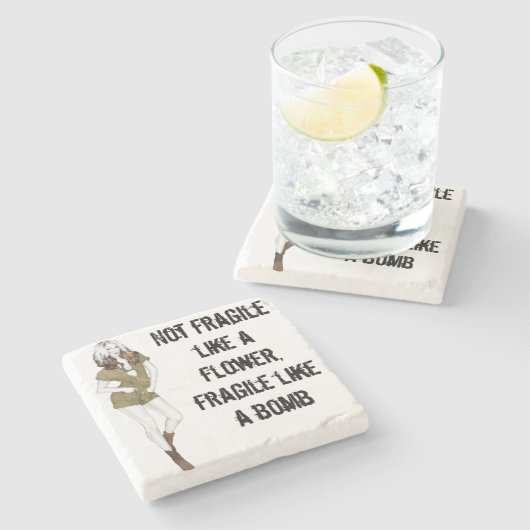 Nicht zerbrechlich wie eine Blume, zerbrechlich wi Steinuntersetzer (Seitenansicht)