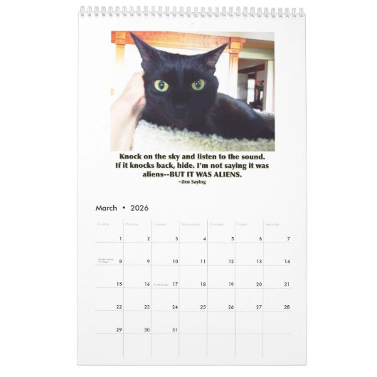 Nicht ziemlich genauer Katzen-Kalender der Kalender (Mär 2026)