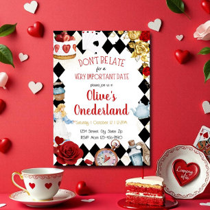 „Nicht zu spät“ Alice in ONEderland Erster Geburts Einladung