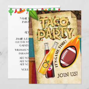 Nichtalkoholische Fußball-Taco-Party-Einladung Einladung