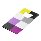 Nichtbinäre asexuelle Dual-Pride-Flagge Geldbeutel Flaschenöffner (Vorderseite Schrägansicht)