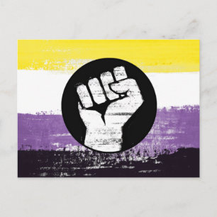 Nichtbinäre bemalte Protestflagge Postkarte