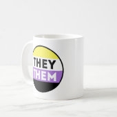 Nichtbinäre Button-Pronomen - Sie Kaffeetasse (Vorderseite Links)