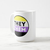 Nichtbinäre Button-Pronomen - Sie Kaffeetasse (Vorderseite Links)