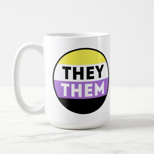Nichtbinäre Button-Pronomen - Sie Kaffeetasse (Links)