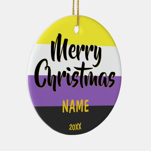 Nichtbinäre Fahne Personalisiert Weihnachten Keramik Ornament (Rechts)