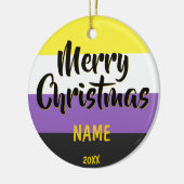Nichtbinäre Fahne Personalisiert Weihnachten Keramik Ornament (Links)