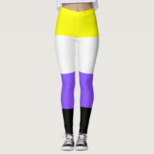 Nichtbinäre Flag Gelbweiße Lila schwarze Streifen Leggings