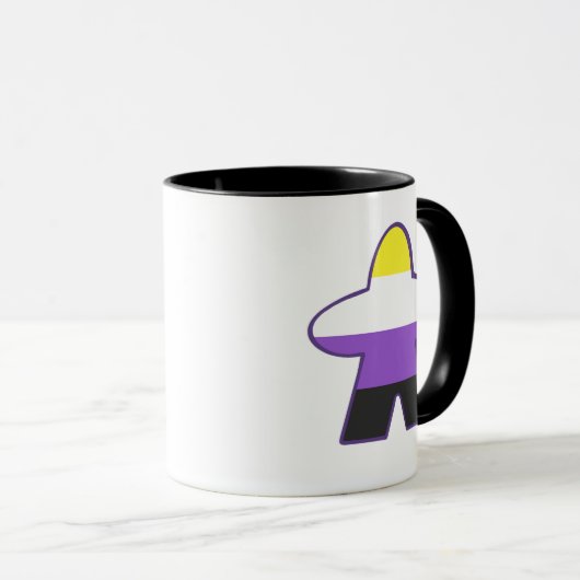 Nichtbinäre Gamer Meeple Tasse (VorderseiteRechts)