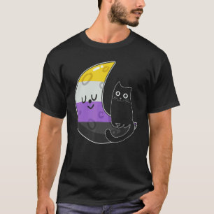 Nichtbinäre Mond Weltraum Katze Lgbt Pride Mit Nb  T-Shirt