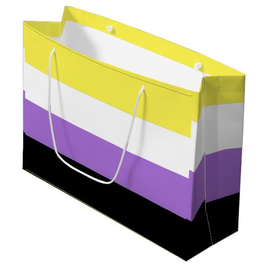 Nichtbinäre Pride-Flagge Große Geschenktüte (Vorderseite Schrägansicht)