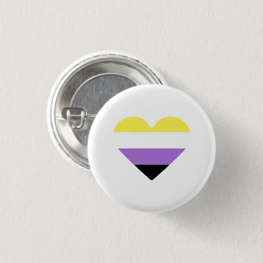 Nichtbinäre Pride-Flagge Herz Button (Vorne & Hinten)