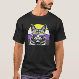 Nichtbinäre Pride-Katzen-Schattierungen Sonnenunte T-Shirt