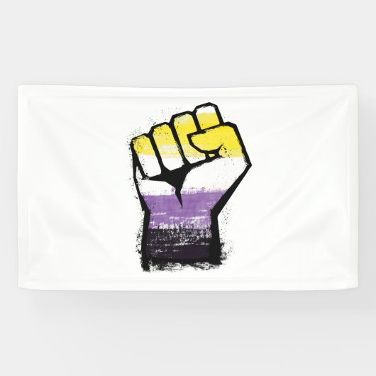 Nichtbinäre Pride-Protestfaust Banner (Horizontal)