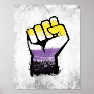 Nichtbinäre Pride- Protestfaust Poster