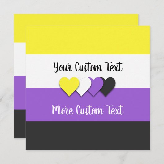 Nichtbinäre Stolperflagge mit Herz-Flachkarten (Vorne/Hinten)