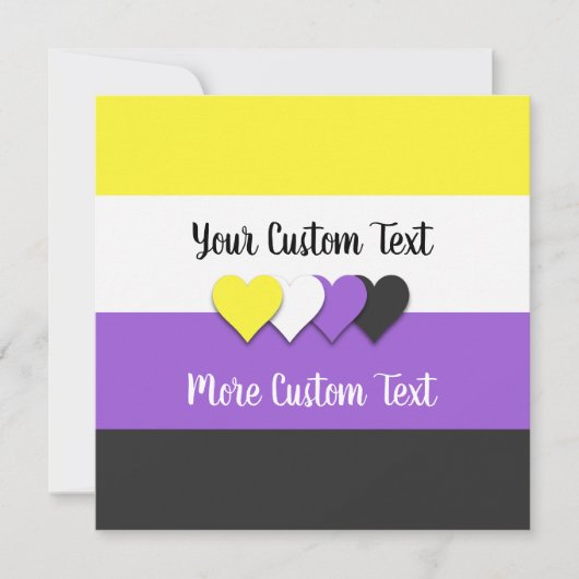 Nichtbinäre Stolperflagge mit Herz-Flachkarten (Vorderseite)