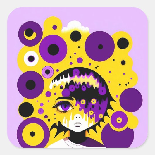 nichtbinäre Zirkelkleber Quadratischer Aufkleber (Vorderseite)